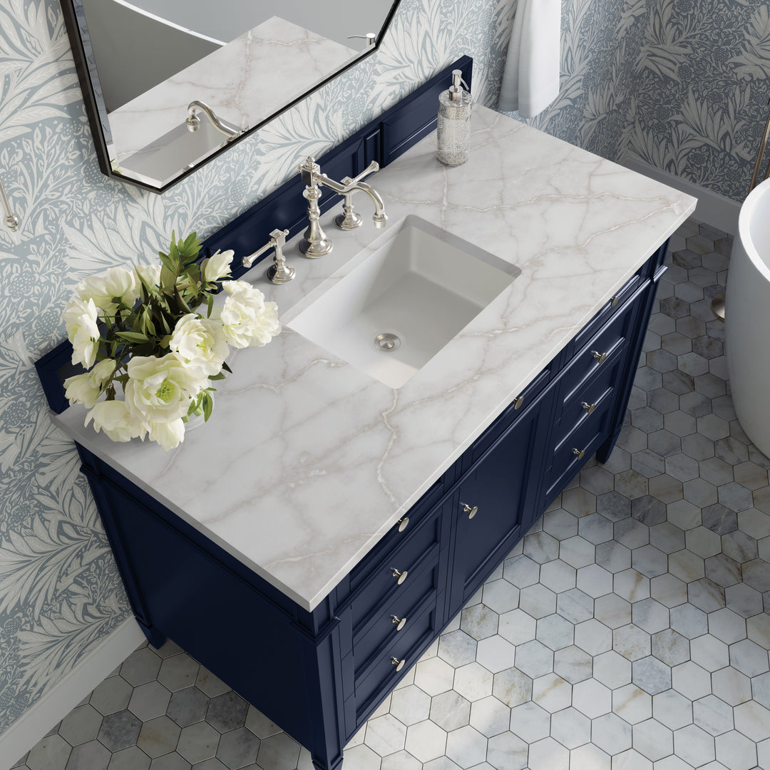 Brittany 48" Single Vanity, Victory Bleu w/ 3 CM Victorian Silver Silestone Top