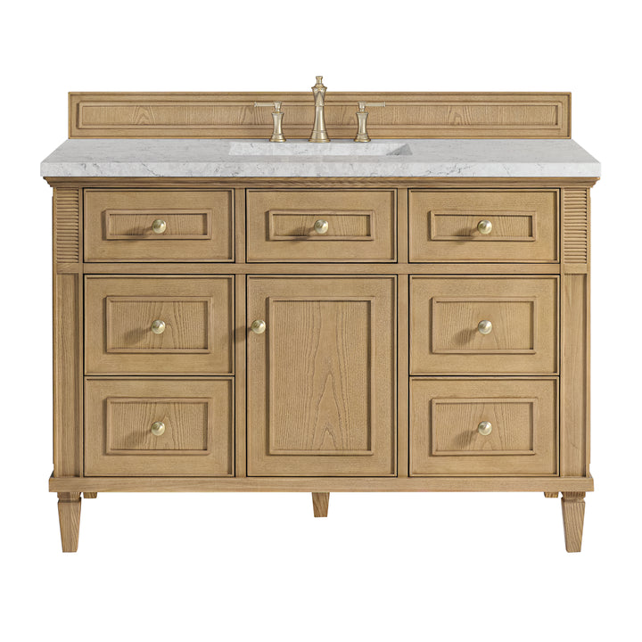 Lorelai 48" Single Vanity, Light Natural Oak w/ 3 CM Eternal Jasmine Pearl Silestone Top w/FreePower Wireless Charger