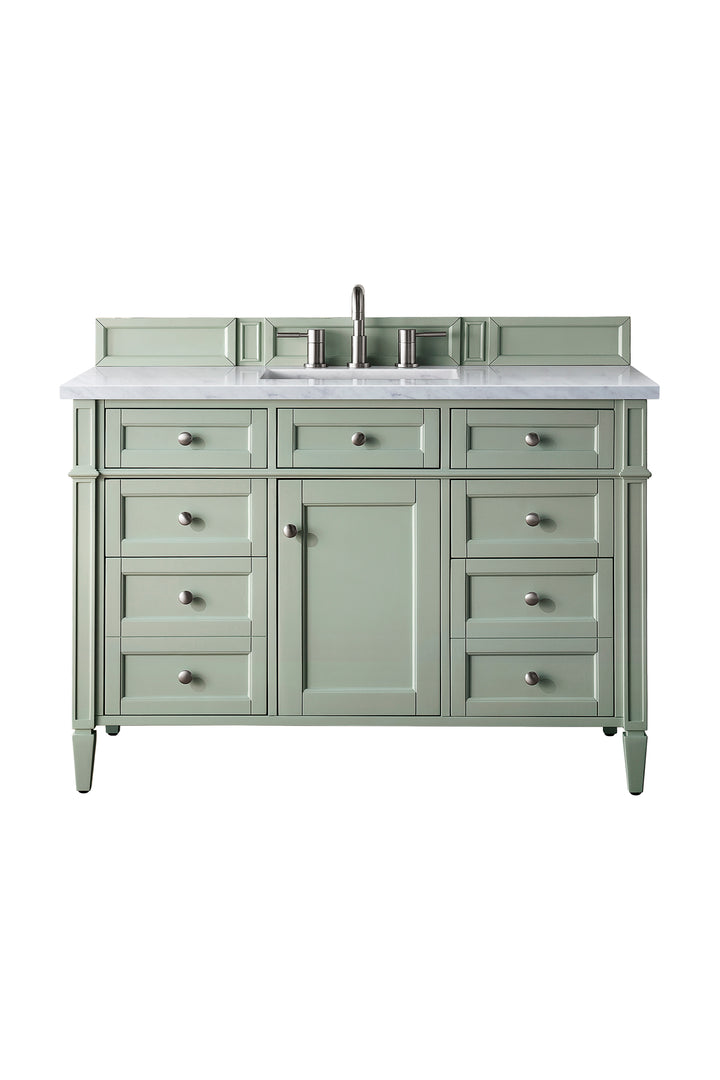 Brittany 48" Single Vanity, Sage Green w/ 3 CM Carrara Marble Top