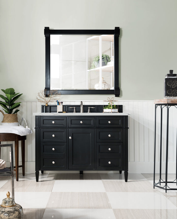 Brittany 48" Single Vanity, Black Onyx w/ 3 CM Ethereal Noctis Silestone Top