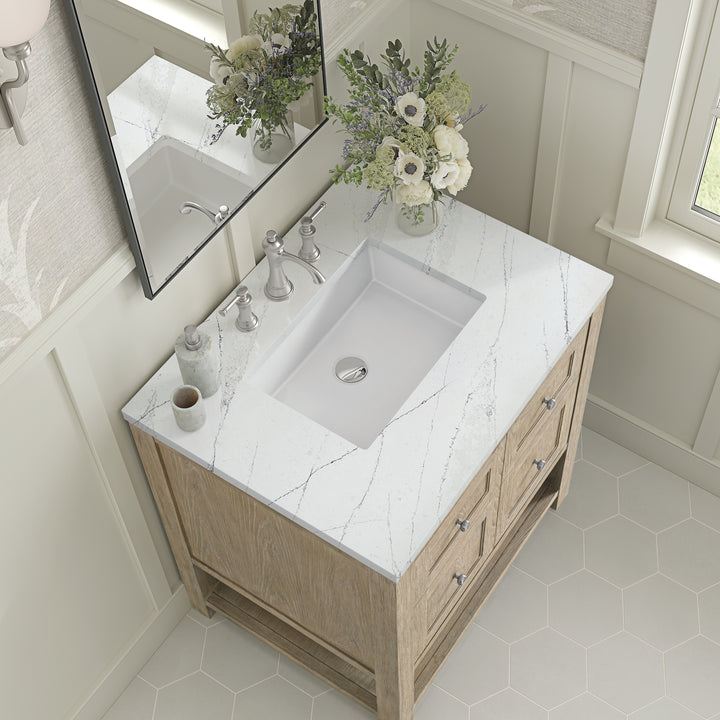 Breckenridge 30" Single Vanity, Whitewashed Oak w/ 3 CM Ethereal Noctis Silestone Top