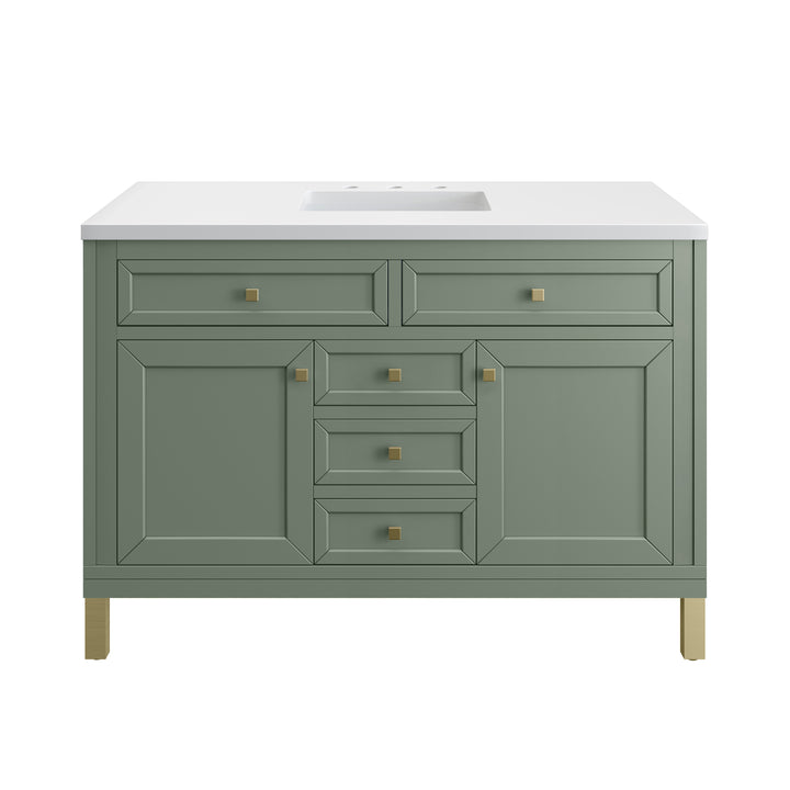 Chicago 48" Single Vanity, Smokey Celadon, w/ 3 CM White Zeus Silestone® Top