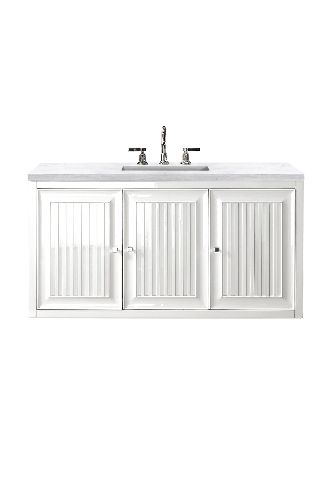Athens 48" Single Vanity, Glossy White w/ 3 CM Arctic Fall Solid Surface Top
