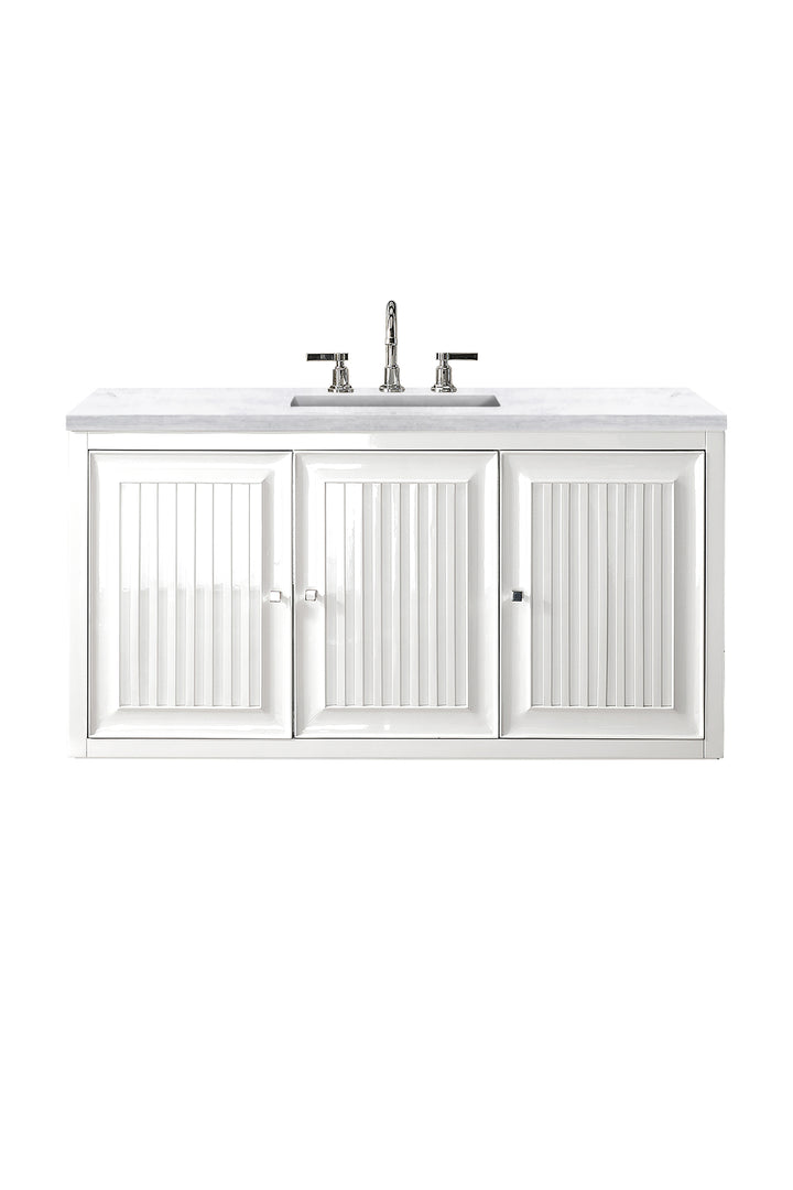 Athens 48" Single Vanity, Glossy White w/ 3 CM Arctic Fall Solid Surface Top