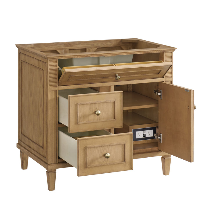 Lorelai 36" Single Vanity, Light Natural Oak w/ 3 CM White Zeus Silestone Top