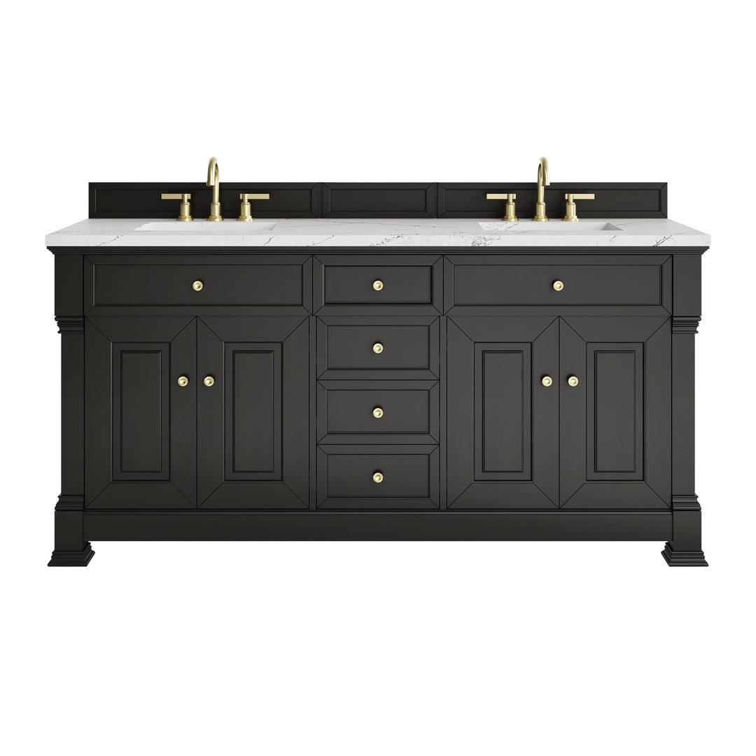 Brookfield 72" Double Vanity, Black Onyx w/ 3 CM Ethereal Noctis Silestone® Top