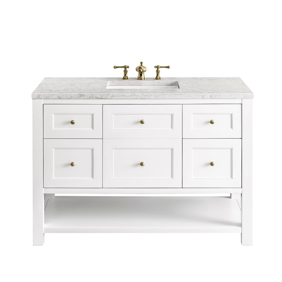 Breckenridge 48" Single Vanity, Bright White w/ 3 CM Eternal Jasmine Pearl Top w/FreePower Wireless Charger