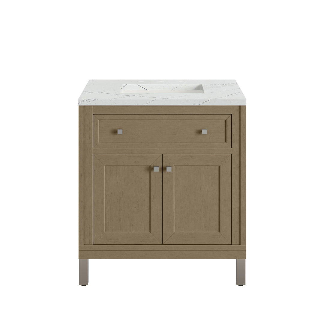 Chicago 30" Single Vanity, Walnut Whisper, w/ 3 CM Ethereal Noctis Silestone® Top