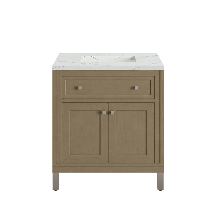 Chicago 30" Single Vanity, Walnut Whisper, w/ 3 CM Ethereal Noctis Silestone® Top