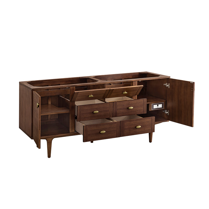 Amberly 72" Double Vanity Cabinet, Mid-Century Walnut