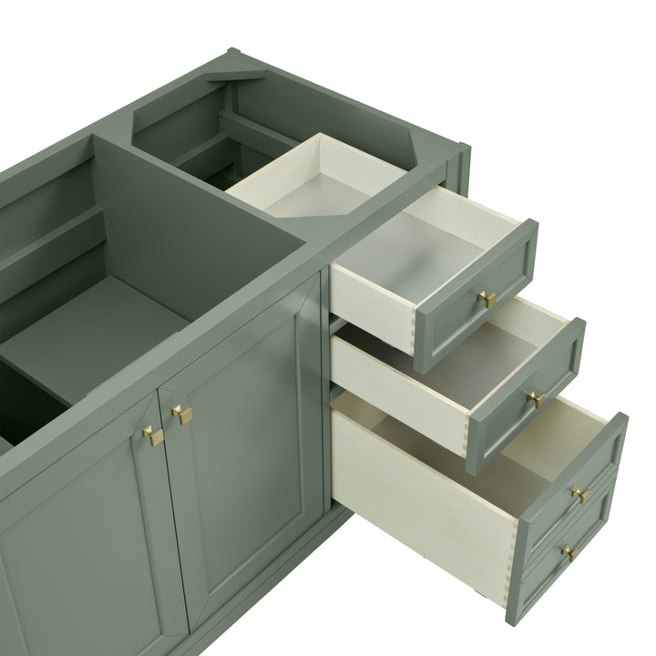 Chicago 60" Single Vanity, Smokey Celadon, w/ Single Hole 3CM White Zeus Silestone® Top & Backsplash