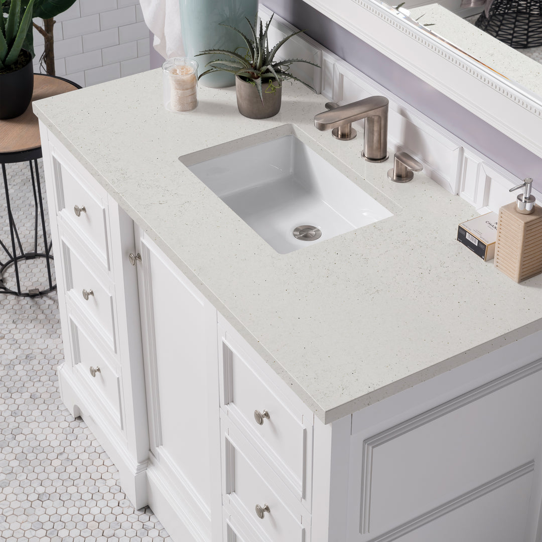 De Soto 48" Single Vanity, Bright White w/ 3 CM Lime Delight Silestone Top