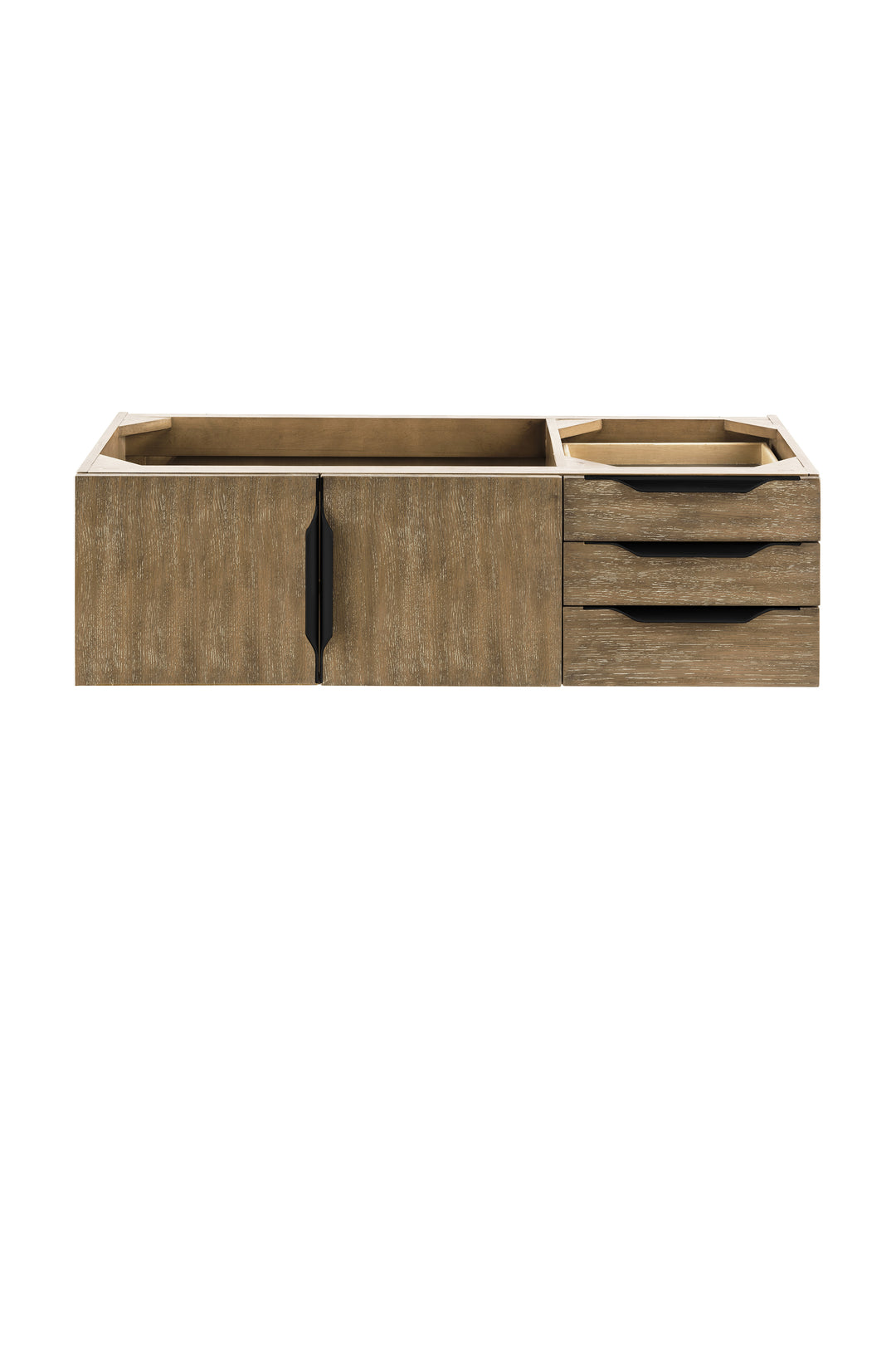 Columbia 48" Single Wall Mount Vanity Cabinet, Latte Oak, Matte Black