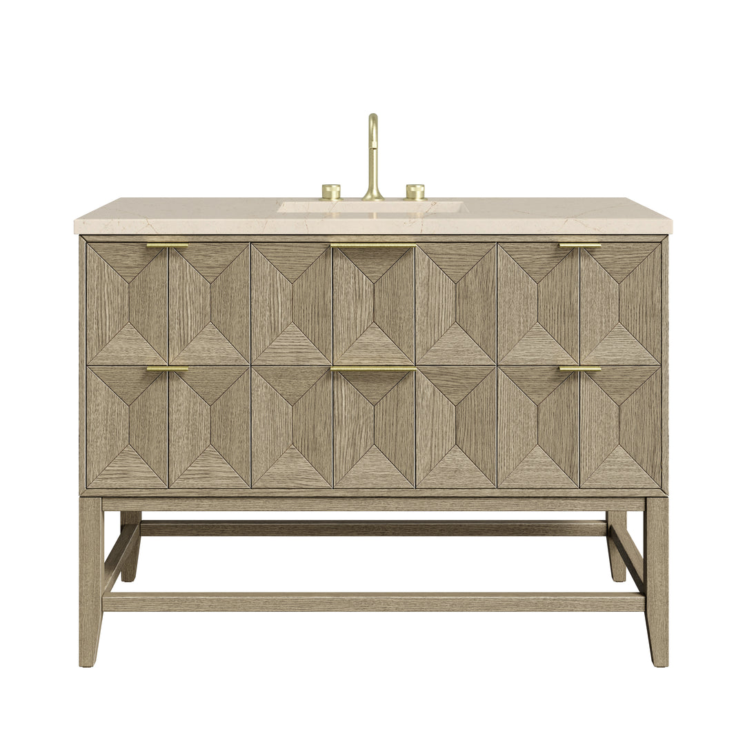 Emmeline 48" Single Vanity, Pebble Oak w/ 3 CM Eternal Marfil Silestone Top