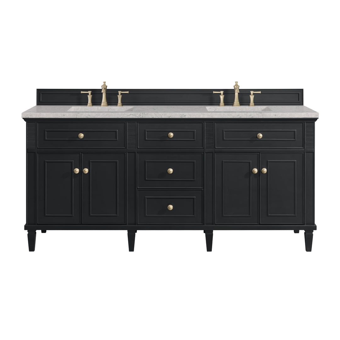 Lorelai 72" Double Vanity, Black Onyx w/ 3 CM Eternal Jasmine Pearl Silestone Top