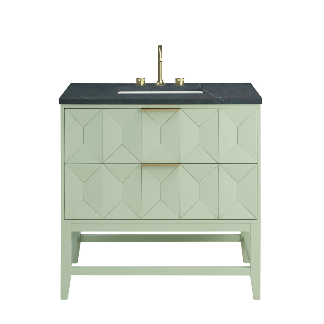 Emmeline 36" Single Vanity, Pistachio w/ 3 CM Charcoal Soapstone Top