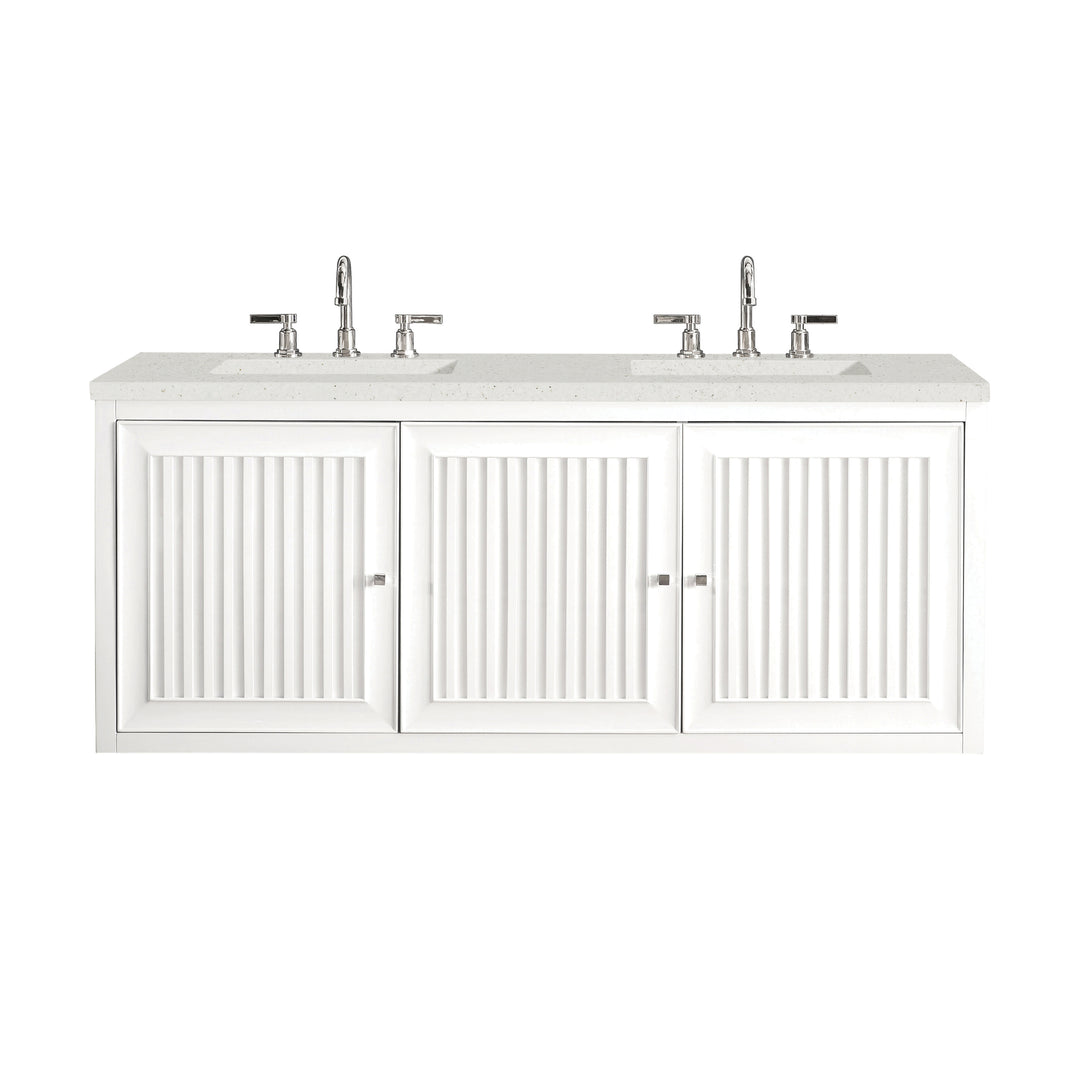 Athens 60" Double Vanity, Glossy White w/ 3 CM Lime Delight Silestone Top