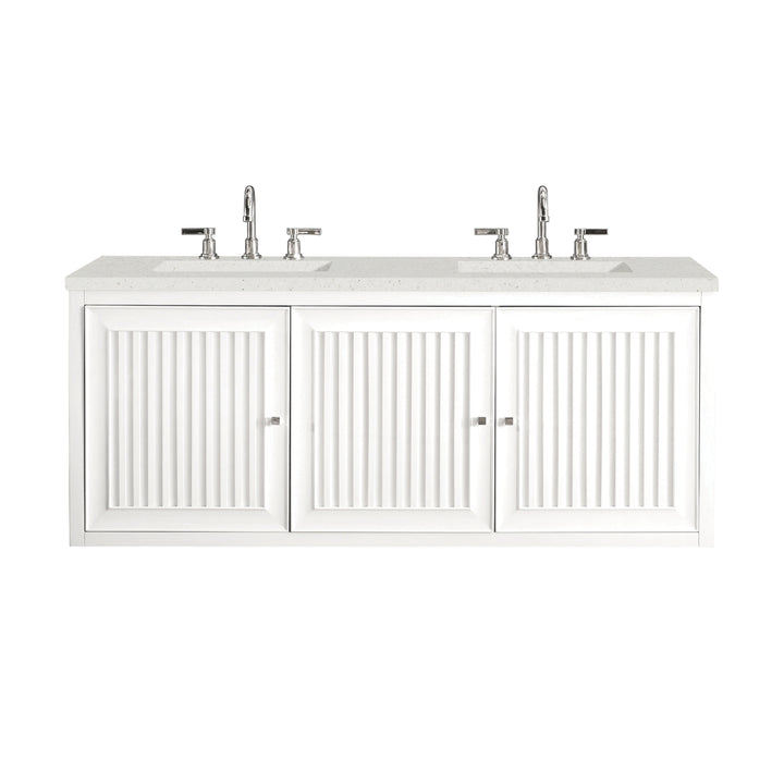 Athens 60" Double Vanity, Glossy White w/ 3 CM Lime Delight Silestone Top