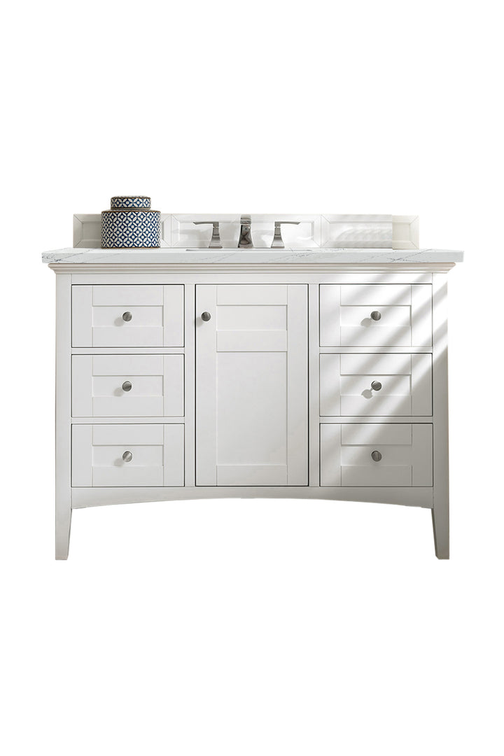 Palisades 48" Single Vanity, Bright White w/ 3 CM Ethereal Noctis Silestone Top