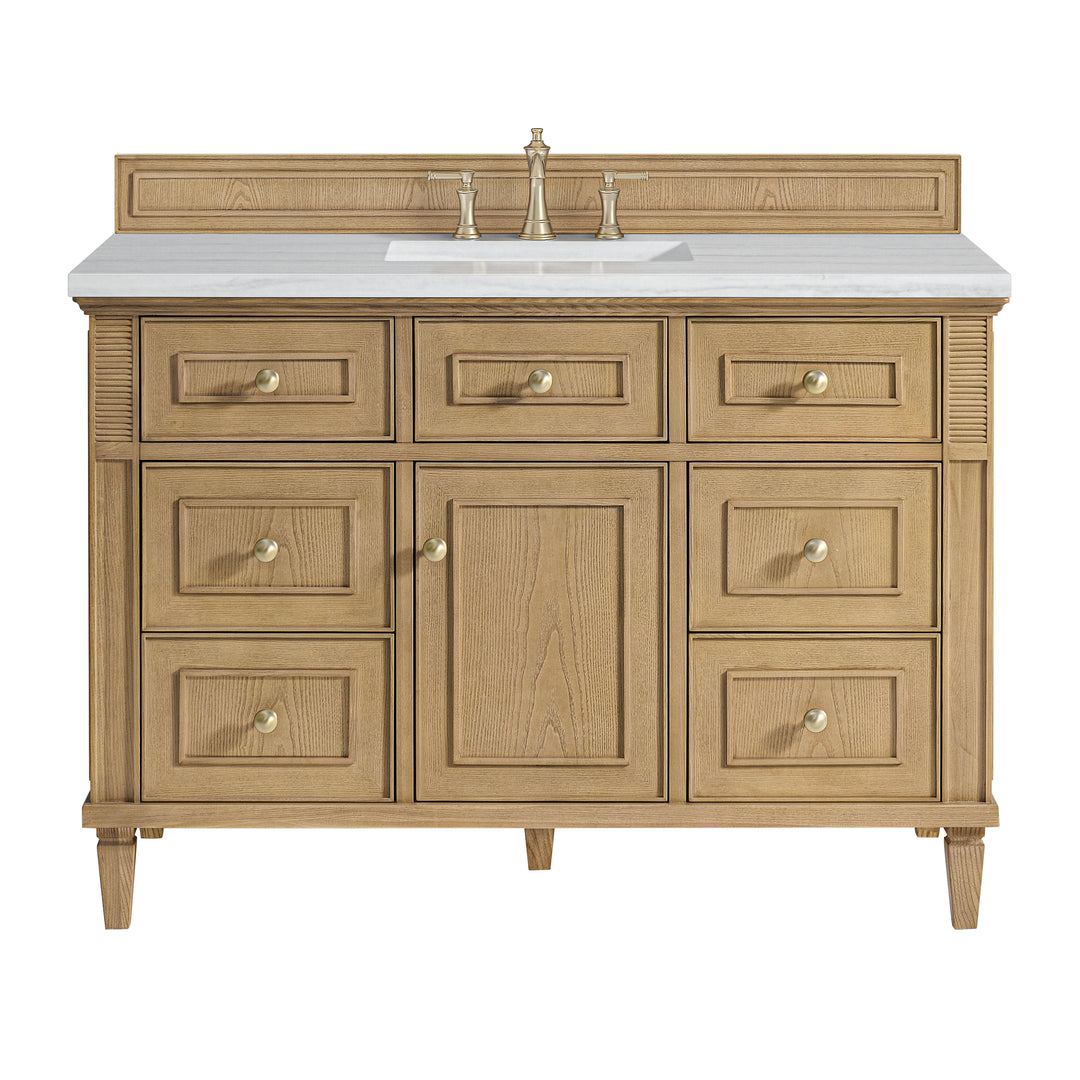 Lorelai 48" Single Vanity, Light Natural Oak w/ 3 CM Arctic Fall Solid Surface Top