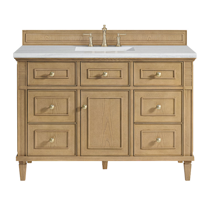 Lorelai 48" Single Vanity, Light Natural Oak w/ 3 CM Arctic Fall Solid Surface Top