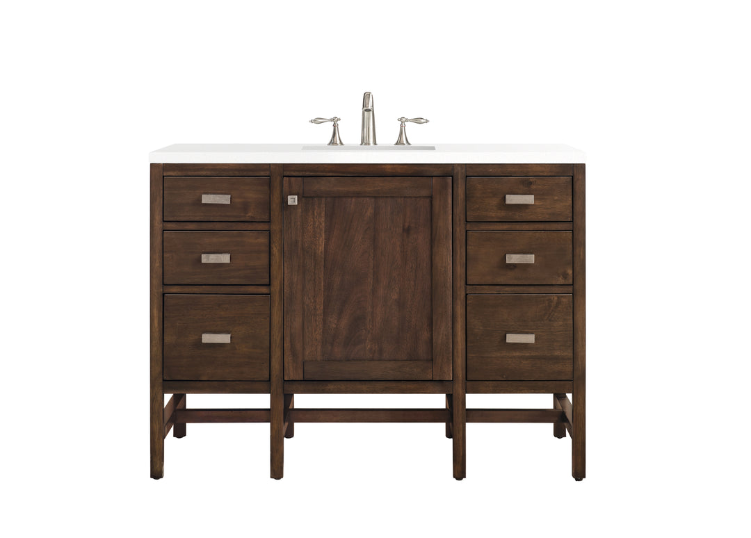 Addison 48" Single Vanity, Mid-Century Acacia w/ 3 CM White Zeus Silestone Top