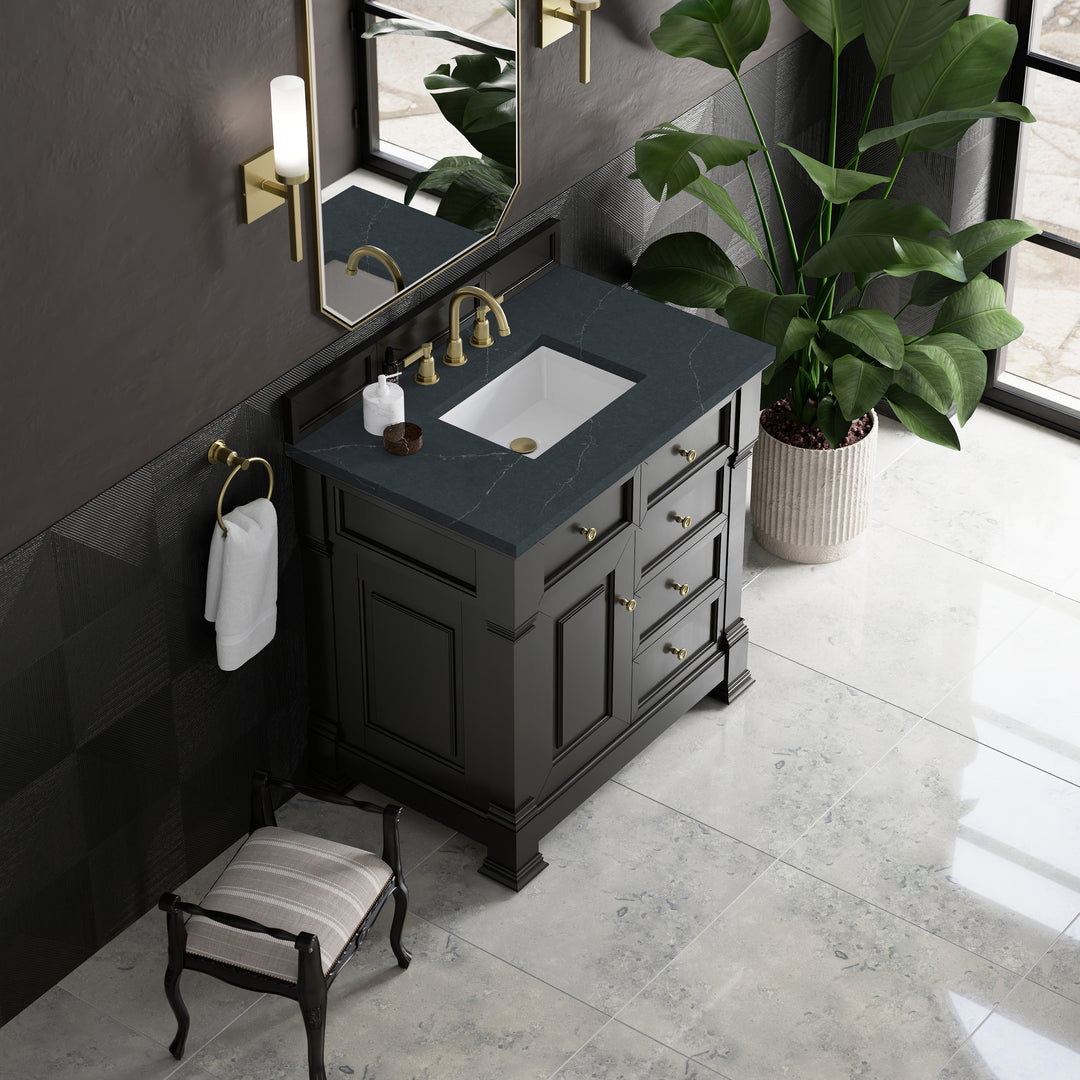 Brookfield 36" Single Vanity, Black Onyx w/3 CM Charcoal Soapstone Silestone® Top