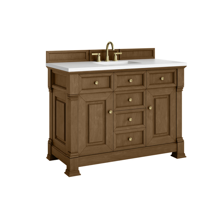 Brookfield 48" Single Vanity, Honey Oak,  w/ 3 CM White Zeus Silestone® Top