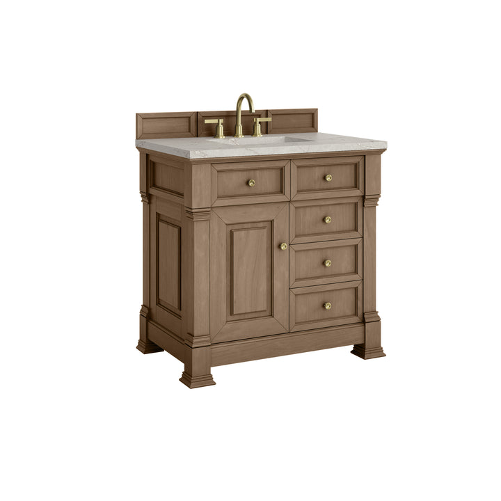 Brookfield 36" Single Vanity, Pecan w/ 3 CM Victorian Silver Silestone®  Top