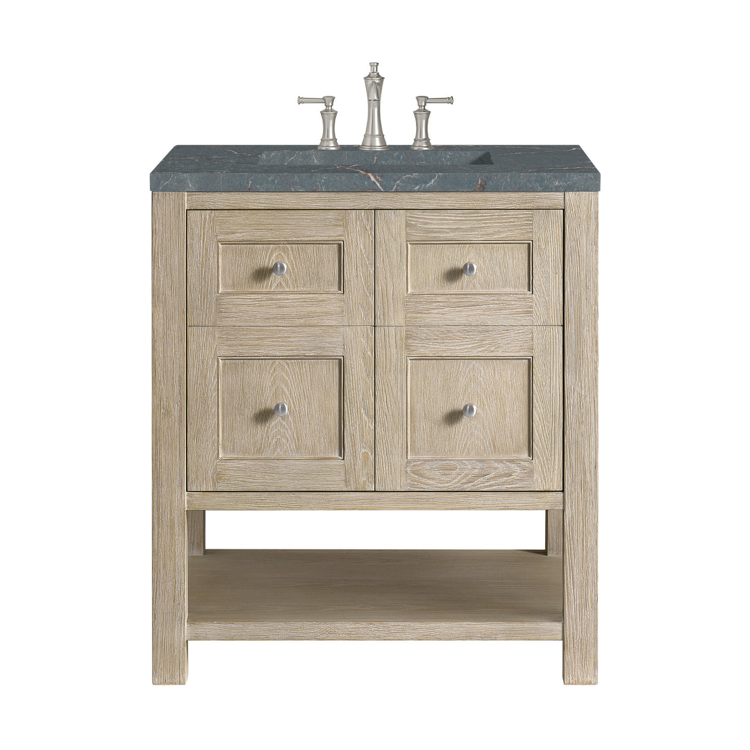 Breckenridge 30" Single Vanity, Whitewashed Oak w/ 3 CM Parisien Bleu Silestone Top