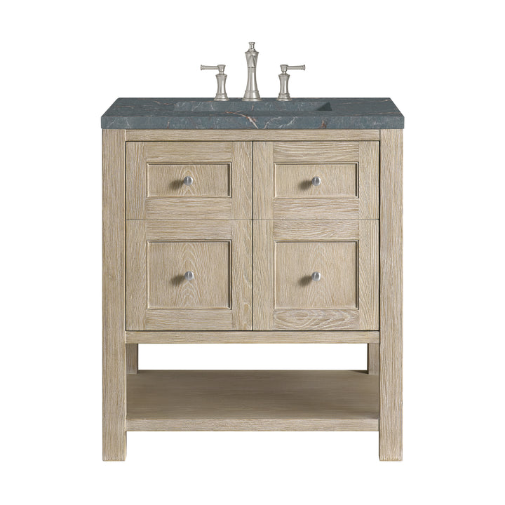 Breckenridge 30" Single Vanity, Whitewashed Oak w/ 3 CM Parisien Bleu Silestone Top