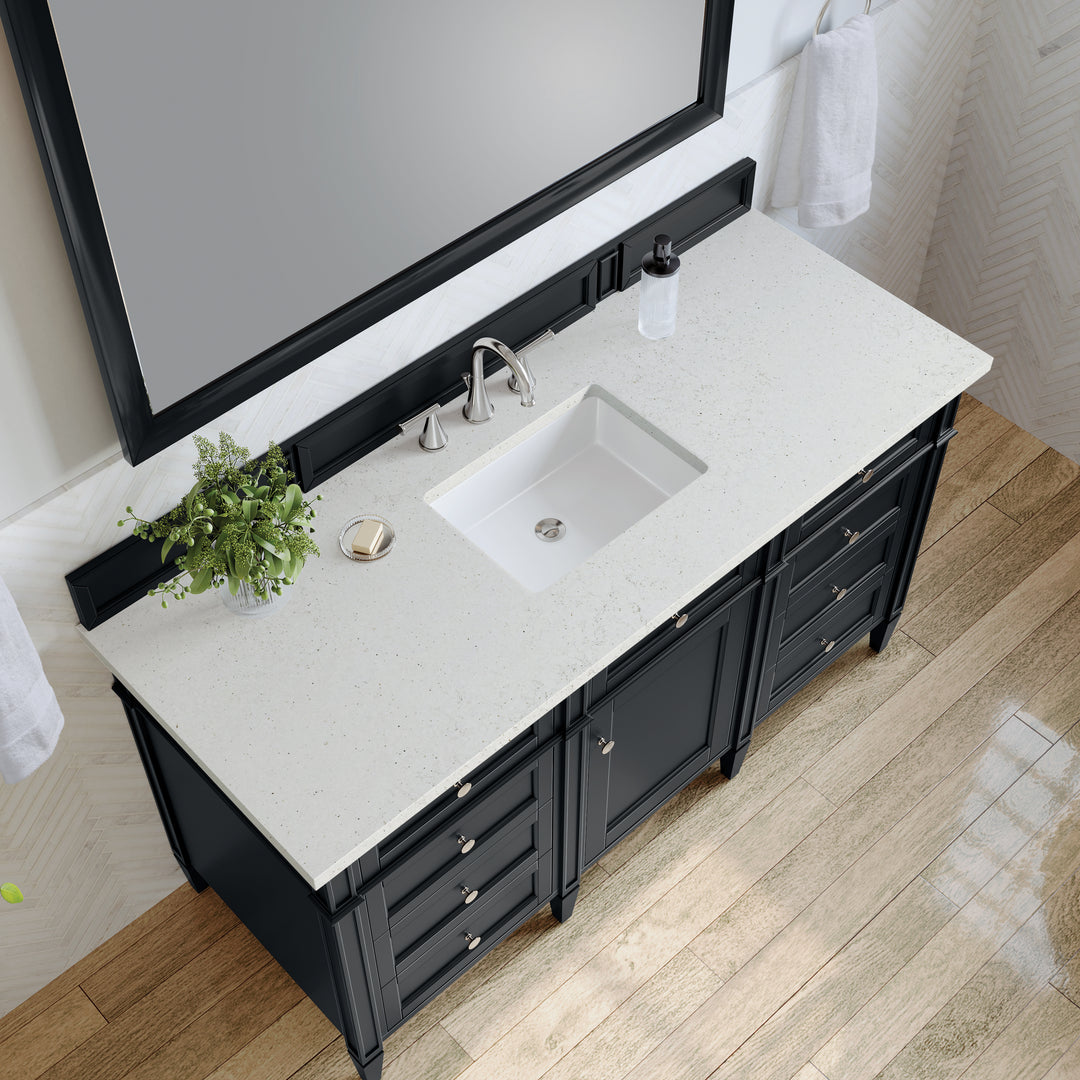 Brittany 60" Single Vanity, Black Onyx w/ 3 CM Lime Delight Silestone Top
