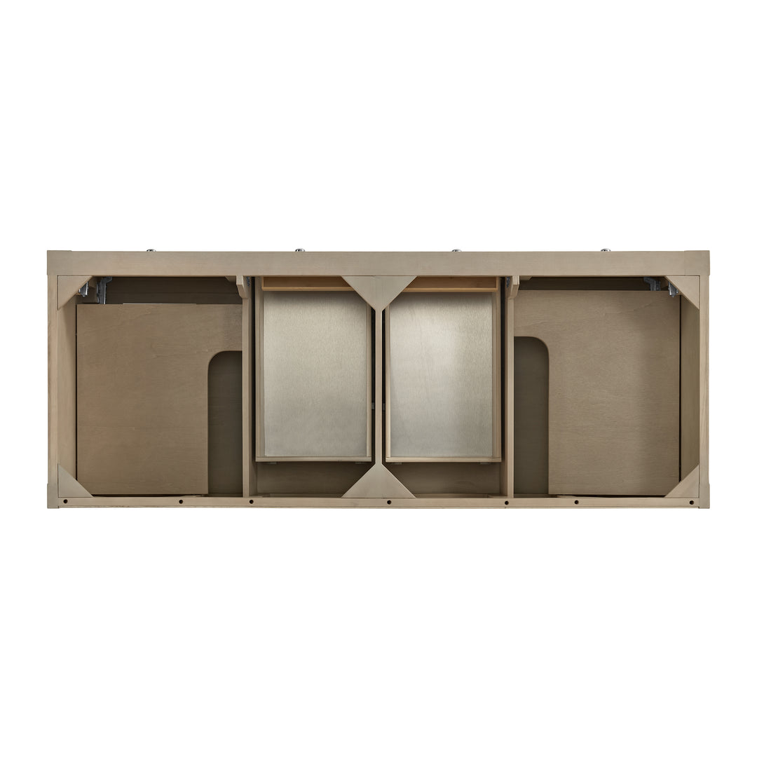 Breckenridge 60" Double Vanity, Whitewashed Oak w/ 3 CM Parisien Bleu Top