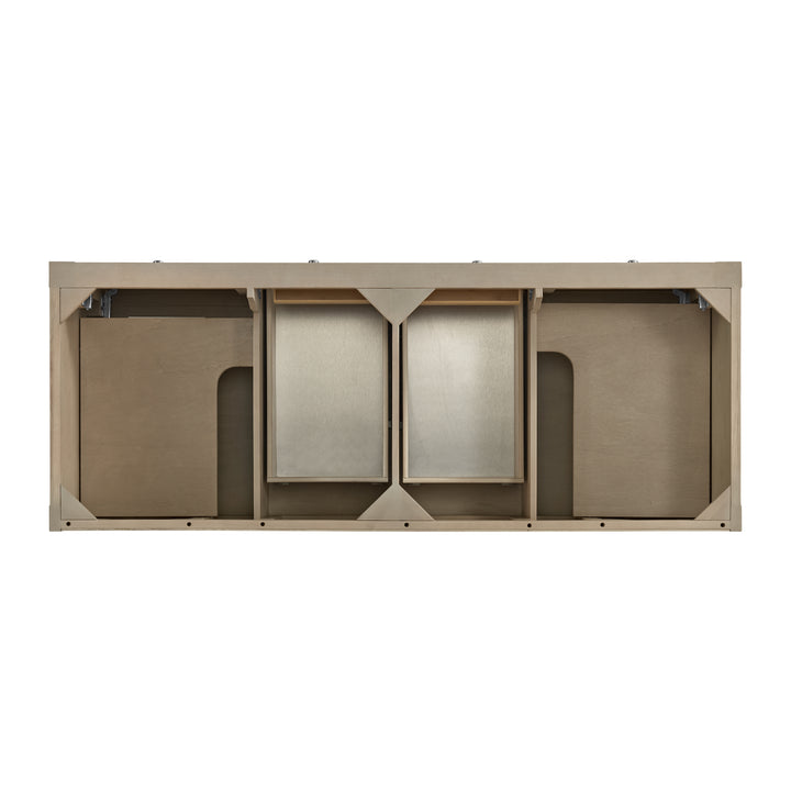 Breckenridge 60" Double Vanity, Whitewashed Oak w/ 3 CM Parisien Bleu Top