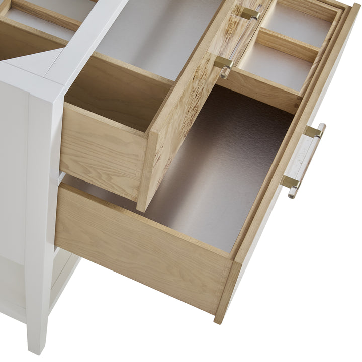 Olena 36" Single Vanity, Light Mappa Burl and Polished White