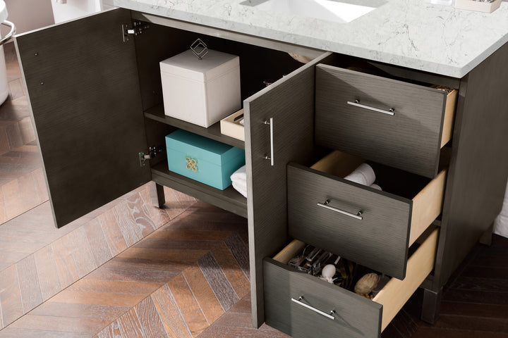 Metropolitan 48" Single Vanity, Silver Oak w/ 3 CM Eternal Jasmine Pearl Silestone Top