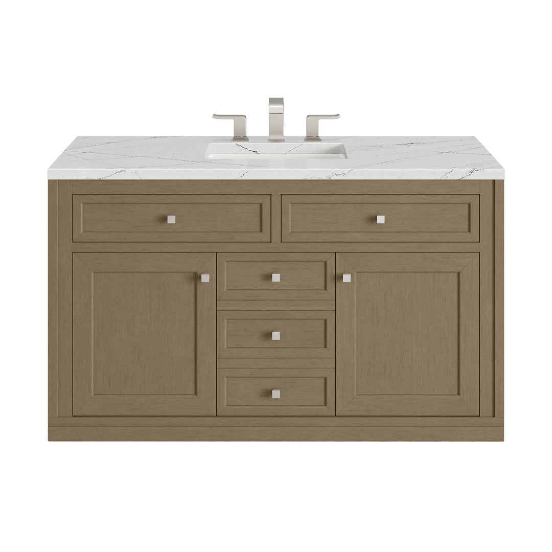 Chicago 48" Single Vanity, Walnut Whisper, w/ 3 CM Ethereal Noctis Silestone® Top