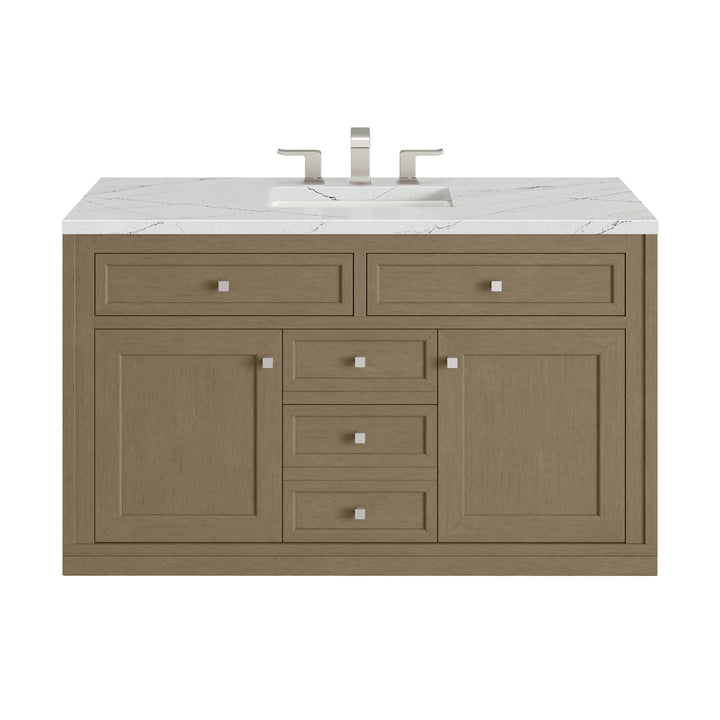 Chicago 48" Single Vanity, Walnut Whisper, w/ 3 CM Ethereal Noctis Silestone® Top