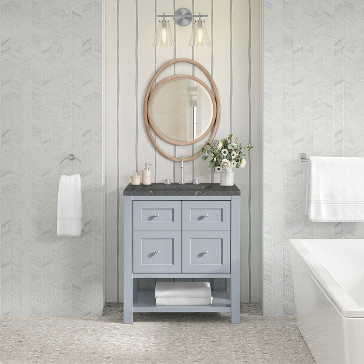 Breckenridge 30" Single Vanity, Serenity Blue, w/ 3 CM Parisien Bleu Quartz Top