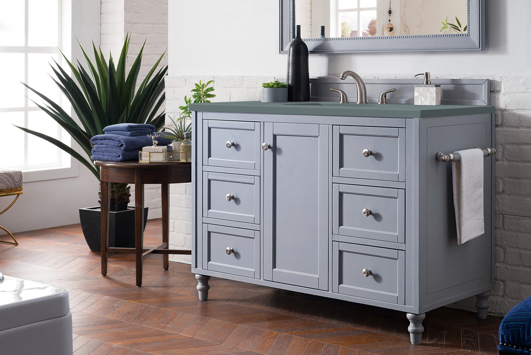 Copper Cove Encore 48" Single Vanity, Silver Gray w/ 3 CM Cala Blue Silestone Top