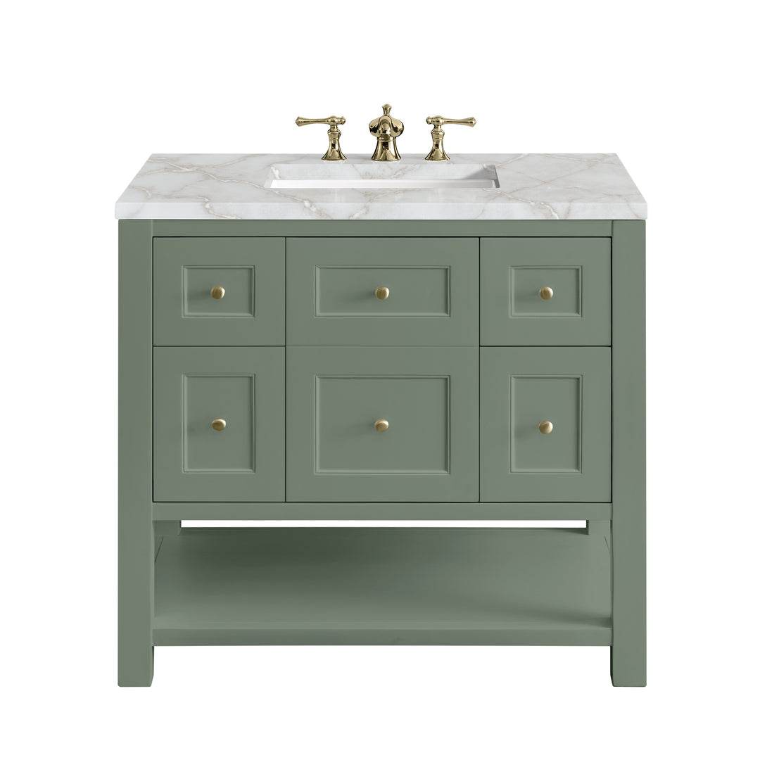Breckenridge 36" Single Vanity, Smokey Celadon w/ 3 CM Victorian Silver Top