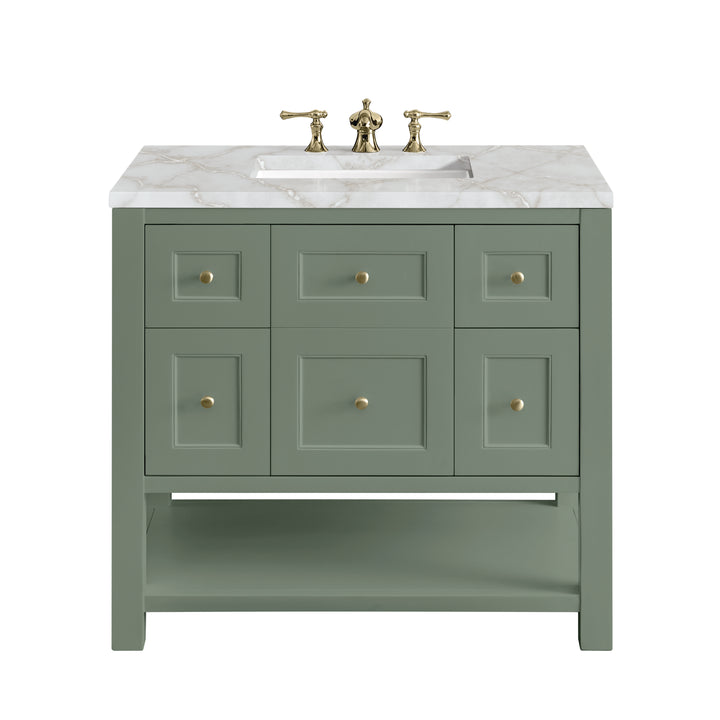 Breckenridge 36" Single Vanity, Smokey Celadon w/ 3 CM Victorian Silver Top