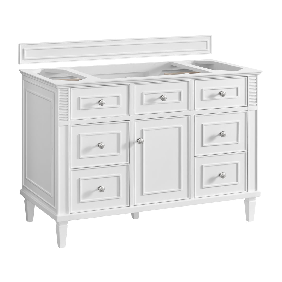 Lorelai 48" Single Vanity, Bright White w/ 3 CM Carrara White Marble Top