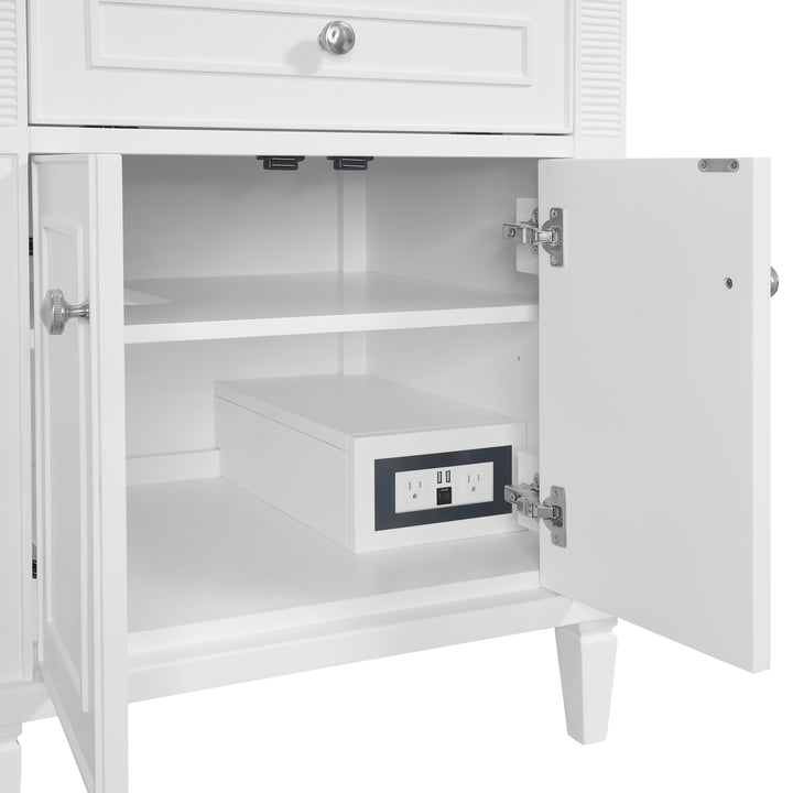 Lorelai 72" Double Vanity, Bright White w/ 3 CM White Zeus Silestone Top