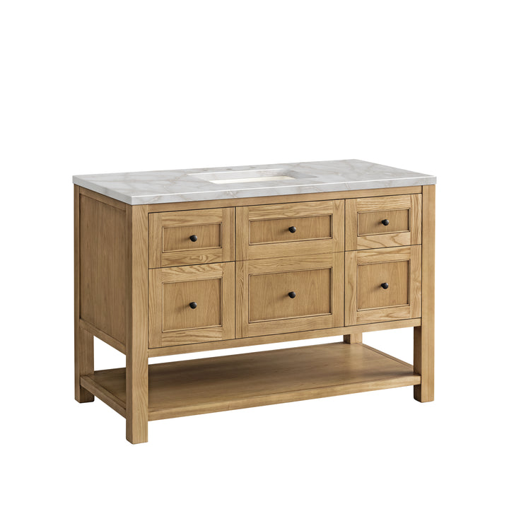 Breckenridge 48" Single Vanity, Light Natural Oak w/ 3 CM Victorian Silver Top w/FreePower Wireless Charger