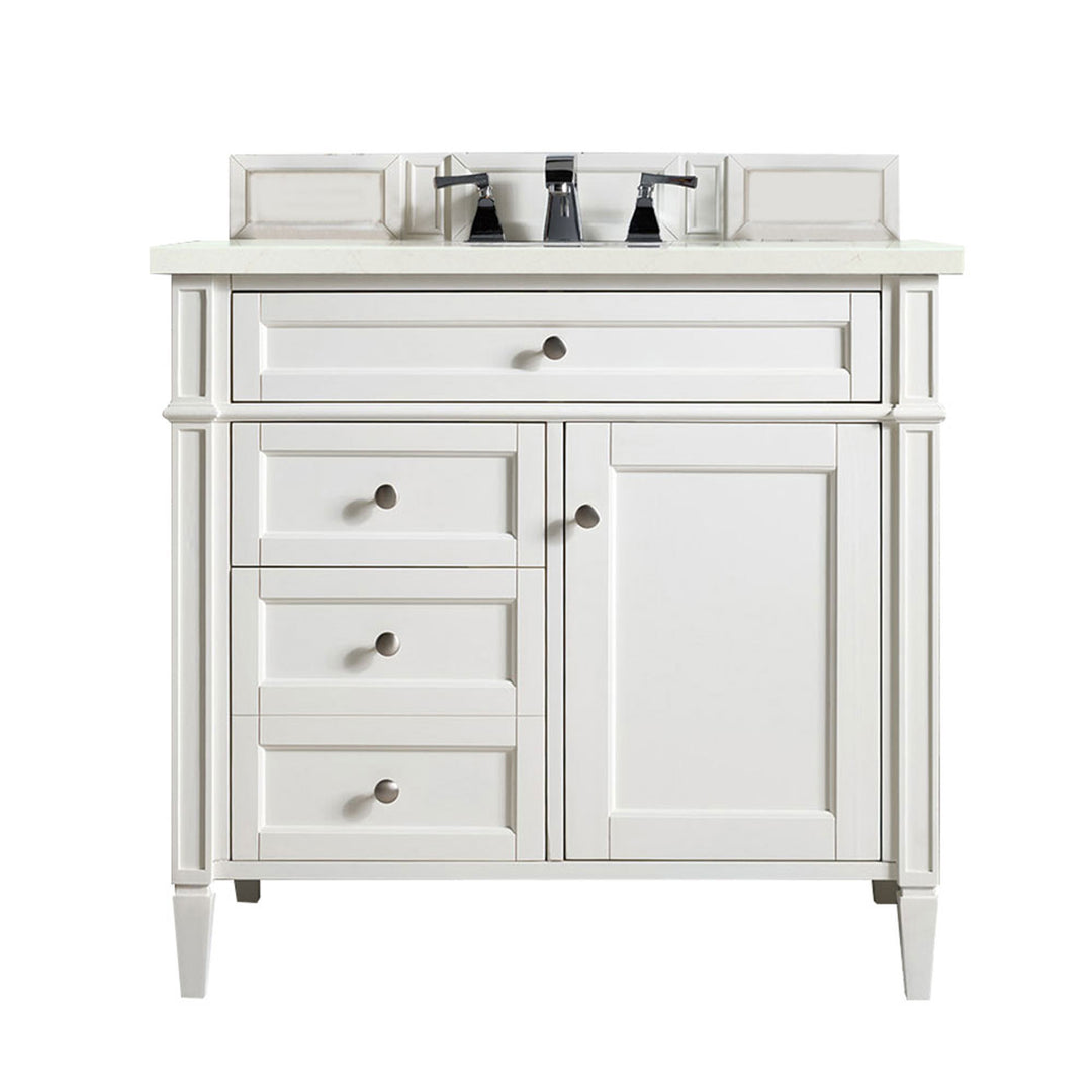 Brittany 36" Single Vanity, Bright White w/ 3 CM Eternal Marfil Silestone Top