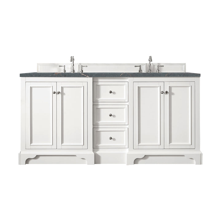 De Soto 72" Double Vanity, Bright White w/ 3 CM Parisien Bleu Silestone Top