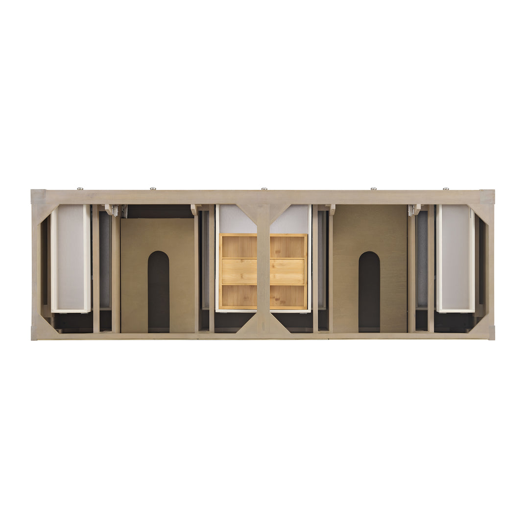 Breckenridge 72" Double Vanity, Whitewashed Oak w/ 3 CM Arctic Fall Solid Surface Top