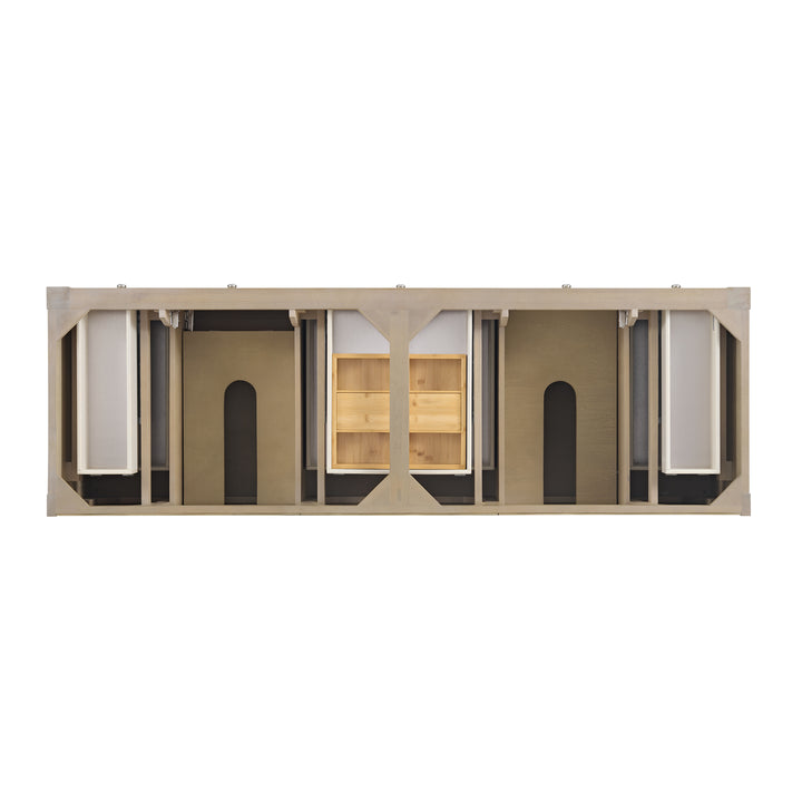 Breckenridge 72" Double Vanity, Whitewashed Oak w/ 3 CM Lime Delight Silestone Top