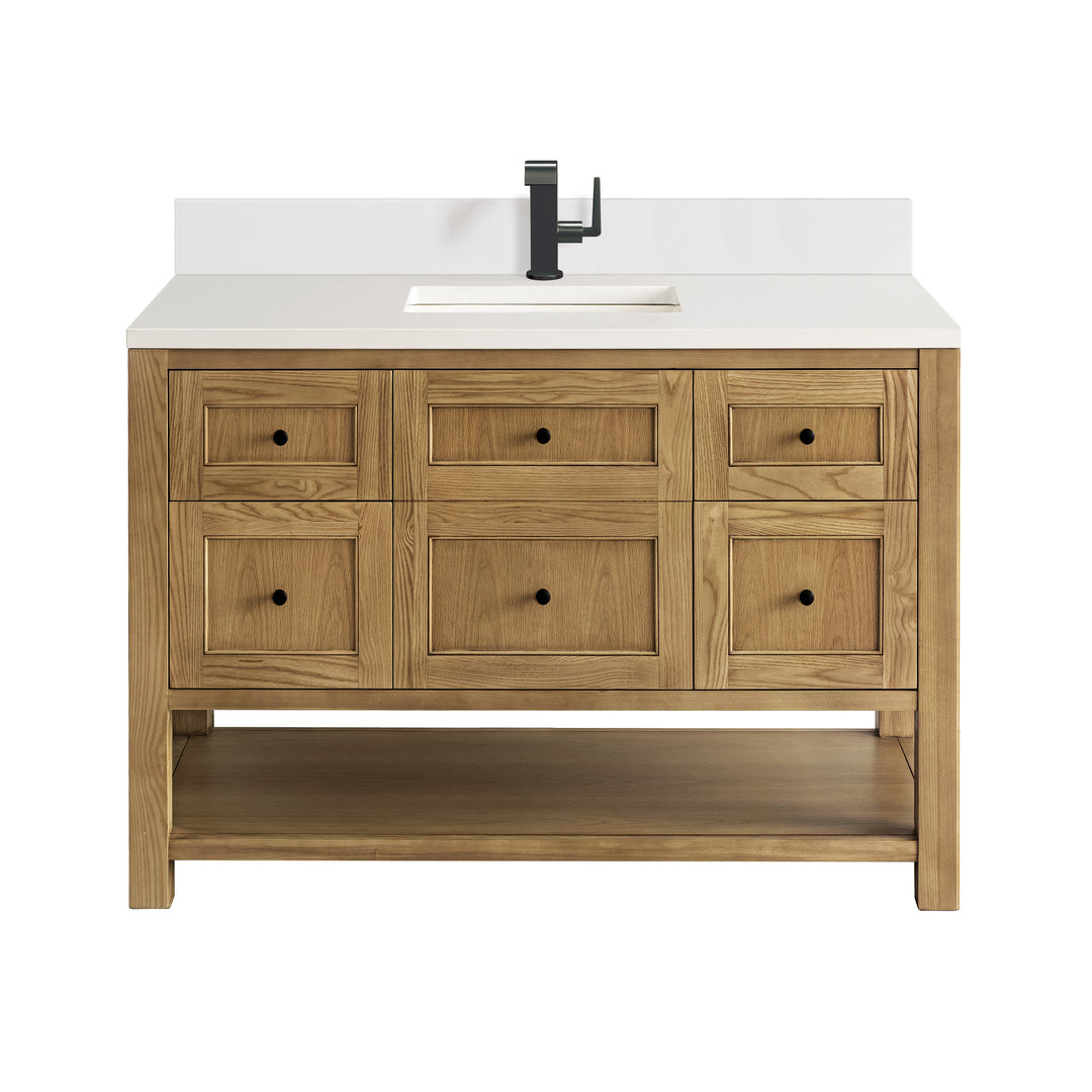 Breckenridge 48" Single Vanity, Light Natural Oak w/ Single Hole 3 CM White Zeus Top & Backsplash